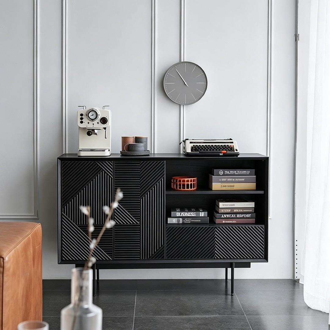 Piers Black Textured Wood Sideboard