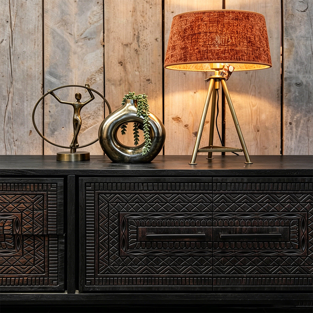 Laurel Black Carved Sideboard