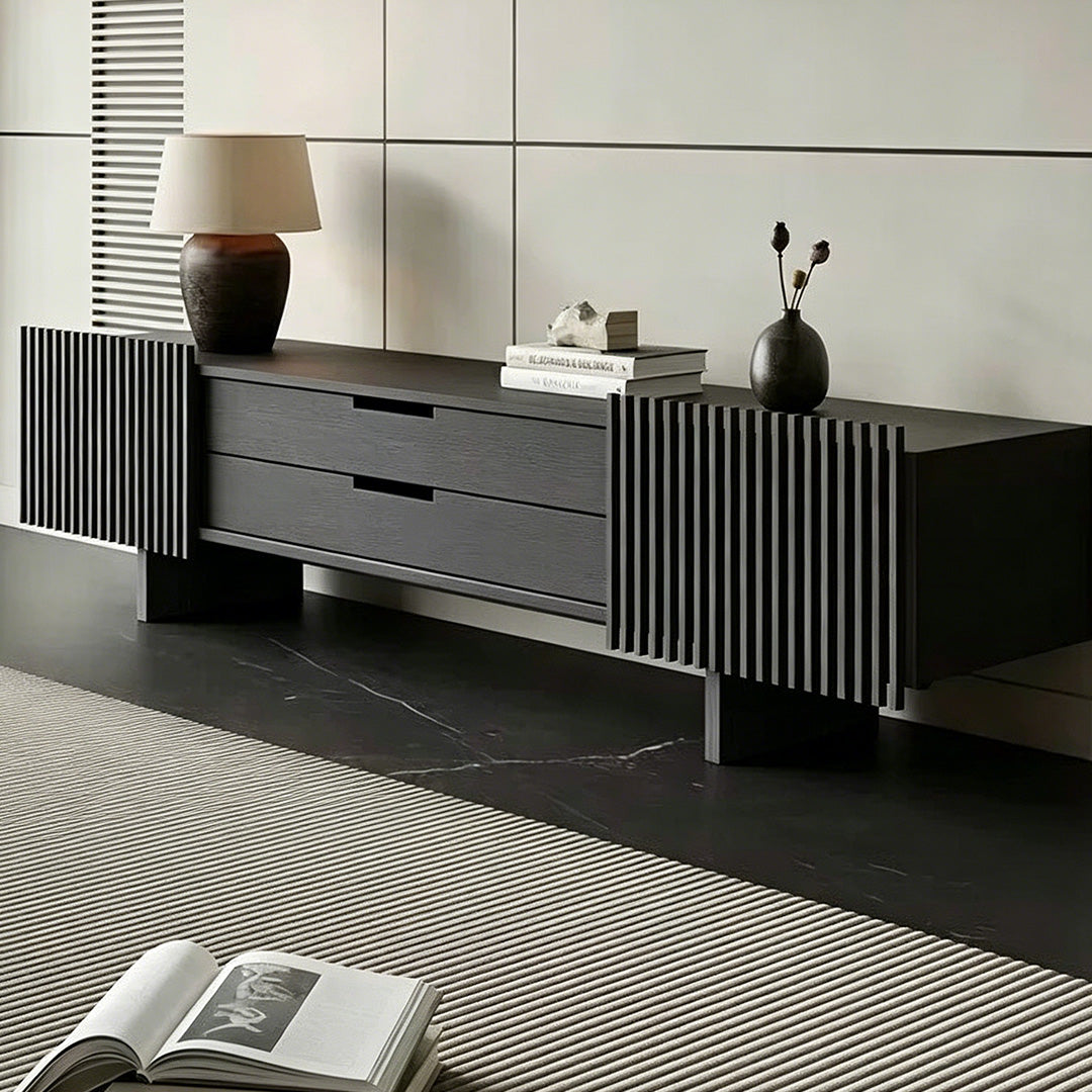 Lorne Black Slat-detail TV Console