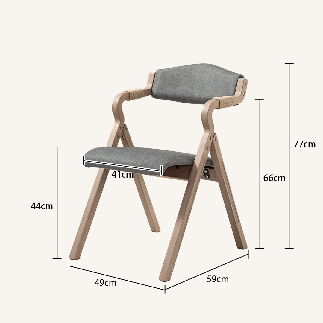 Vireo Natural Wood and Grey Upholstered Folding Chair