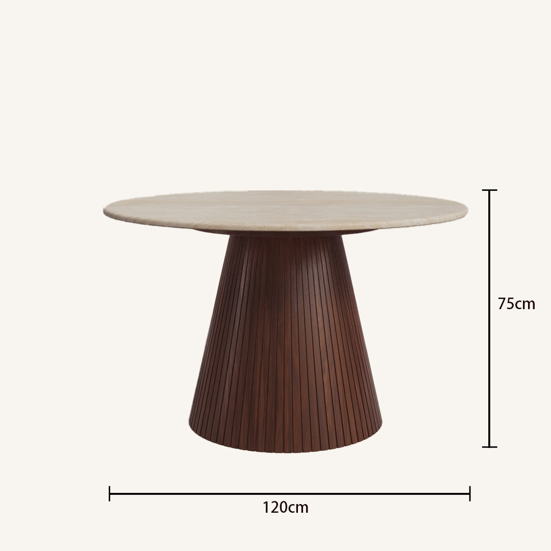 Laurel Walnut Round Dining Table with Light Wood Top
