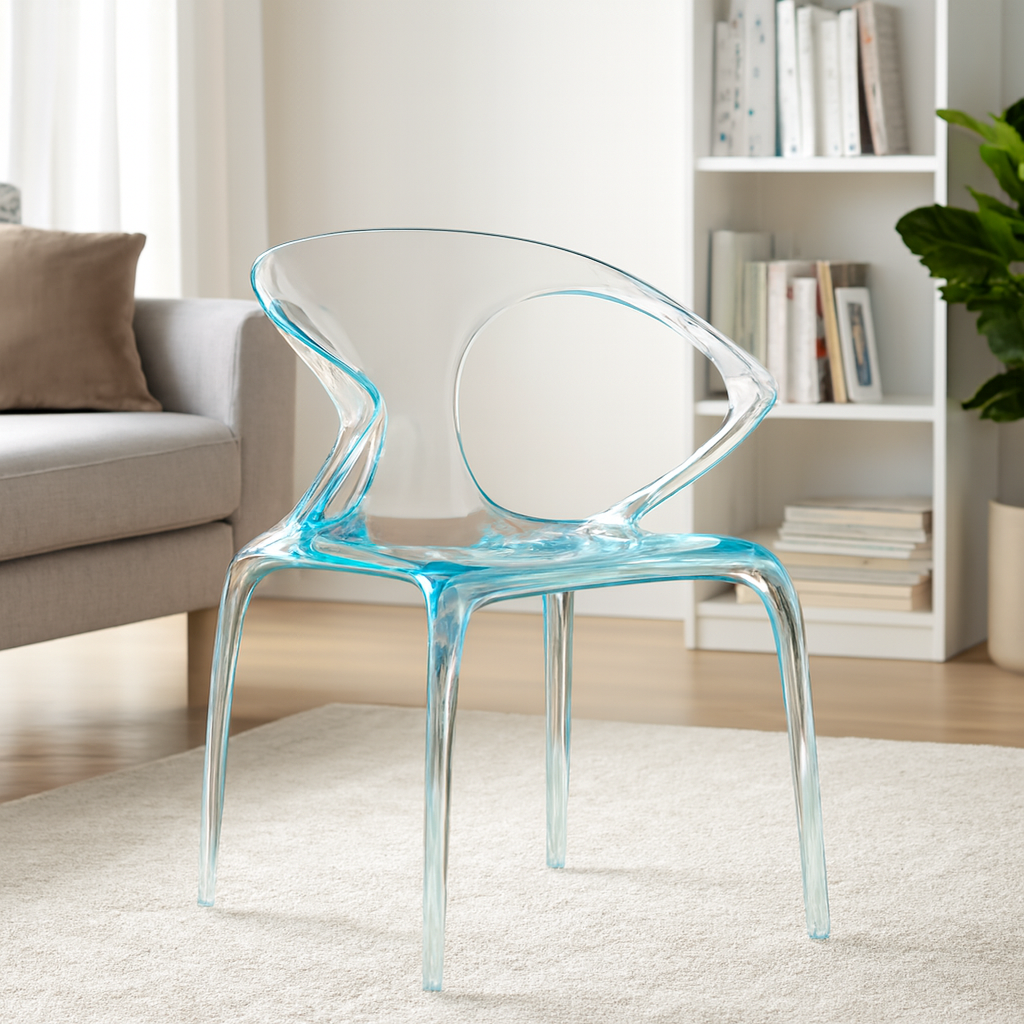 Acrylic transparent chair, home dining chair, Nordic creative design crystal chair, AVA chair, light luxury backrest chair. lifestyle scene image