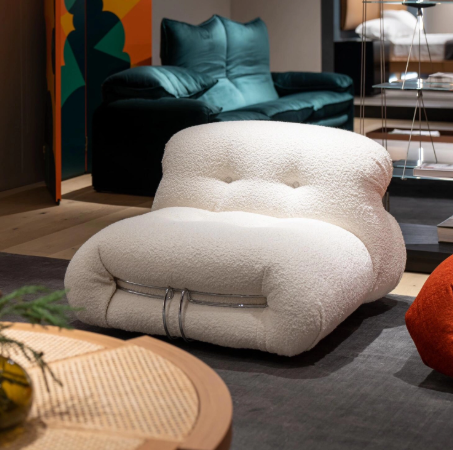 Cassina Steel-Tooth Single Sofa, Designer Style, Living Room, Italian Minimalist, Vintage Casual Fabric Sofa