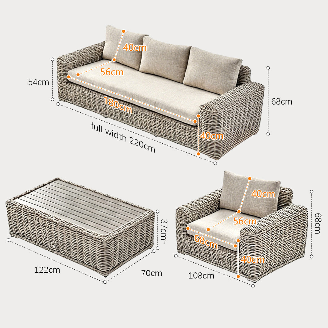 Ellery Grey Wicker Outdoor Sofa Set