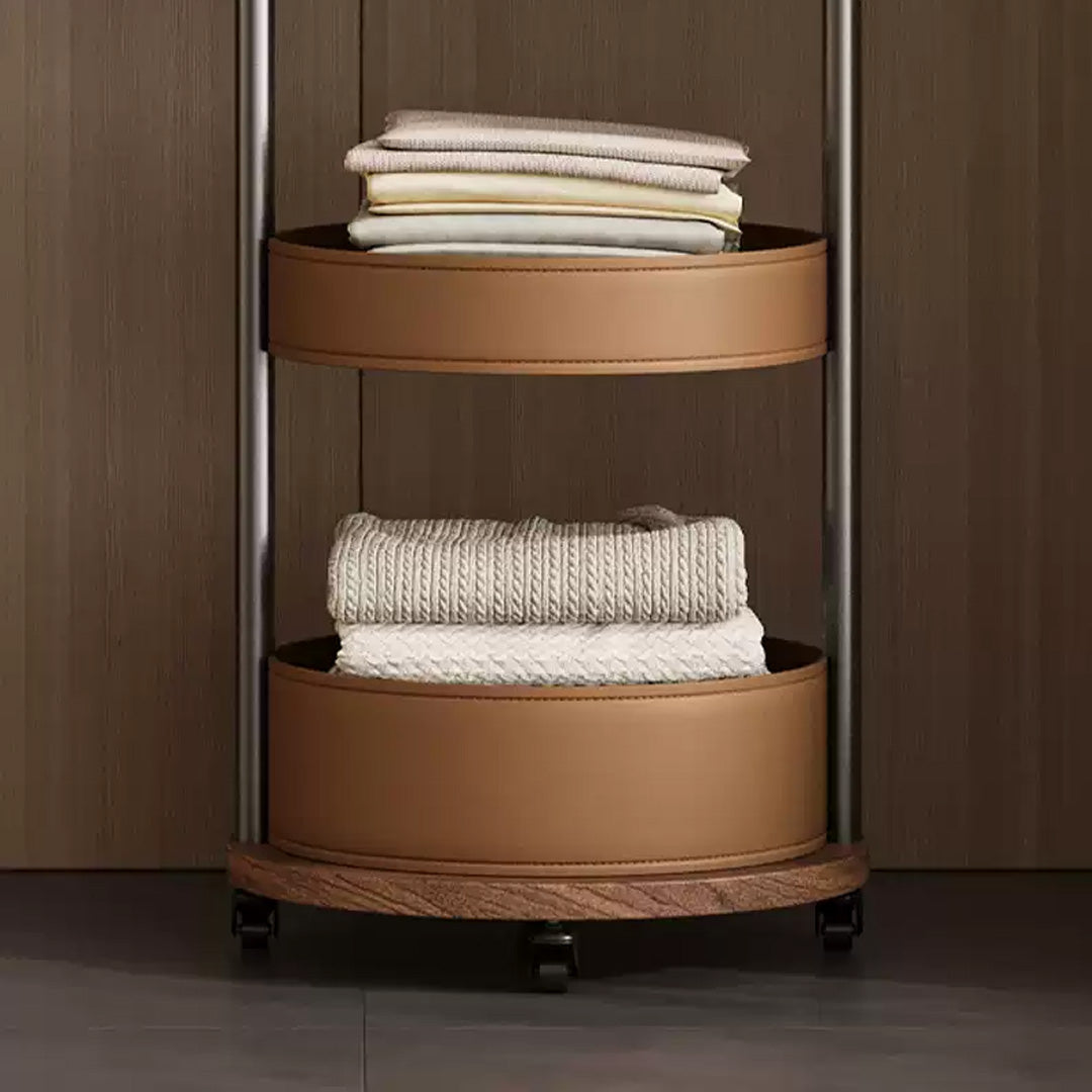 Garrett Matte Black Metal And Brown Circular Rack Stand
