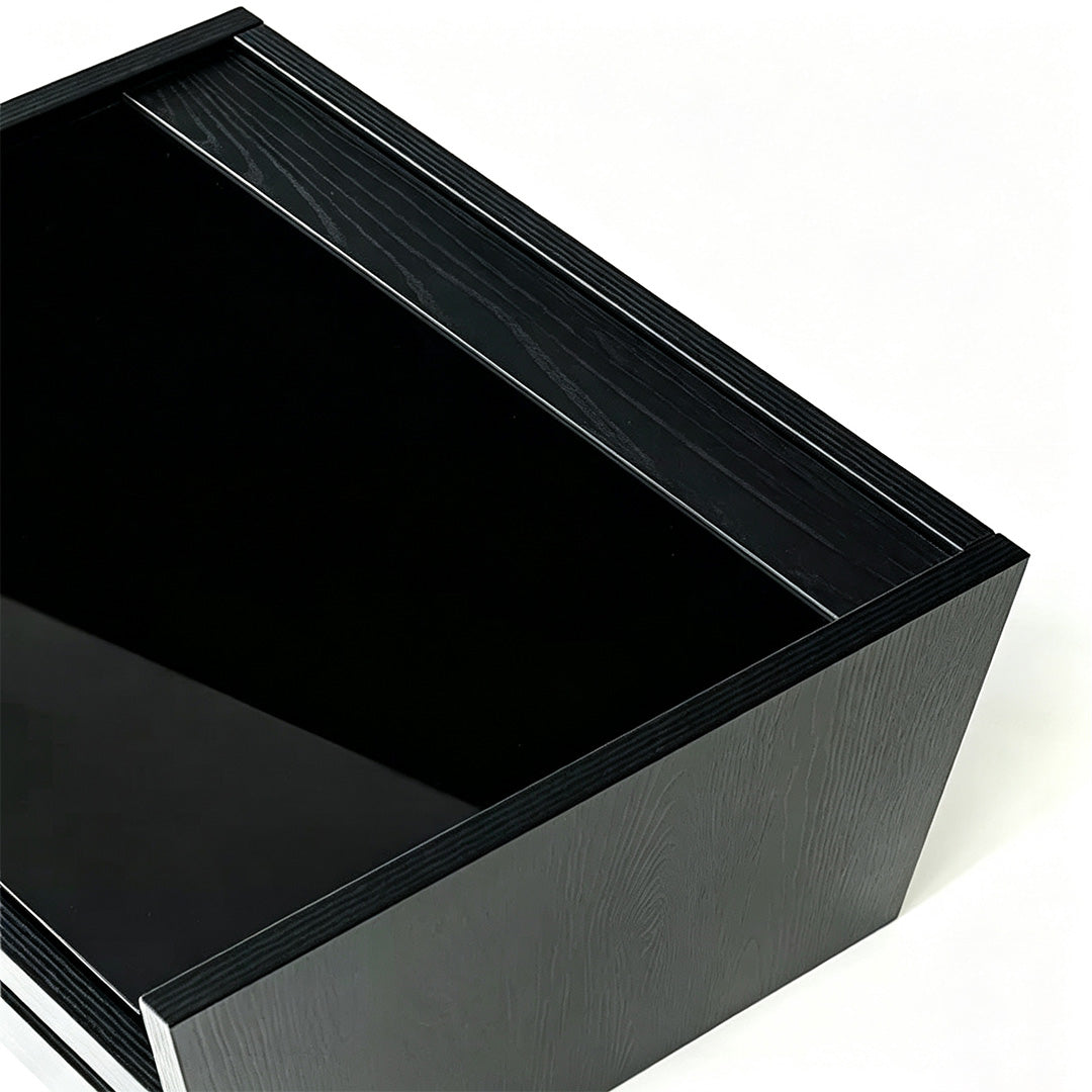 Frank Black Oak Nightstand With Glass Top