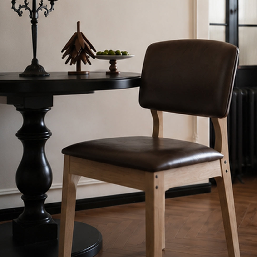 Benton Oak Frame Brown Faux Leather Dining Chair,Wood
