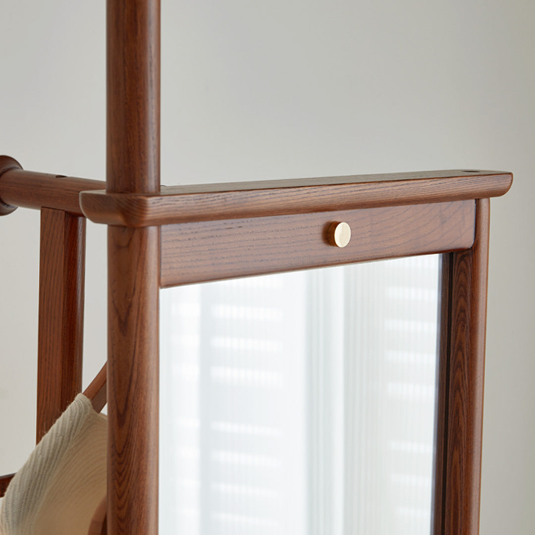 Truman Walnut Wood Freestanding Mirror With Storage