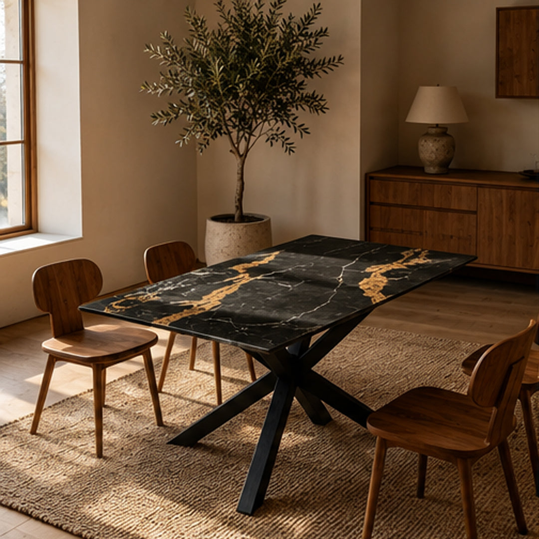 Fulbourn Black Marble-effect Dining Table