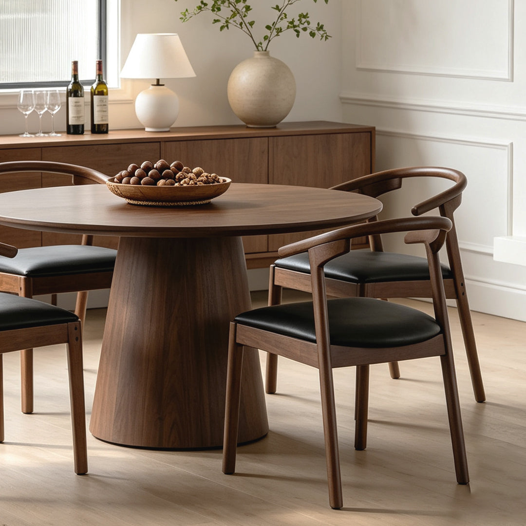 Bjorn Walnut Finish Dining Chair With Black Seat Cushion