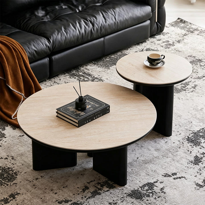 Eamon Beige Top Round Coffee Table Set