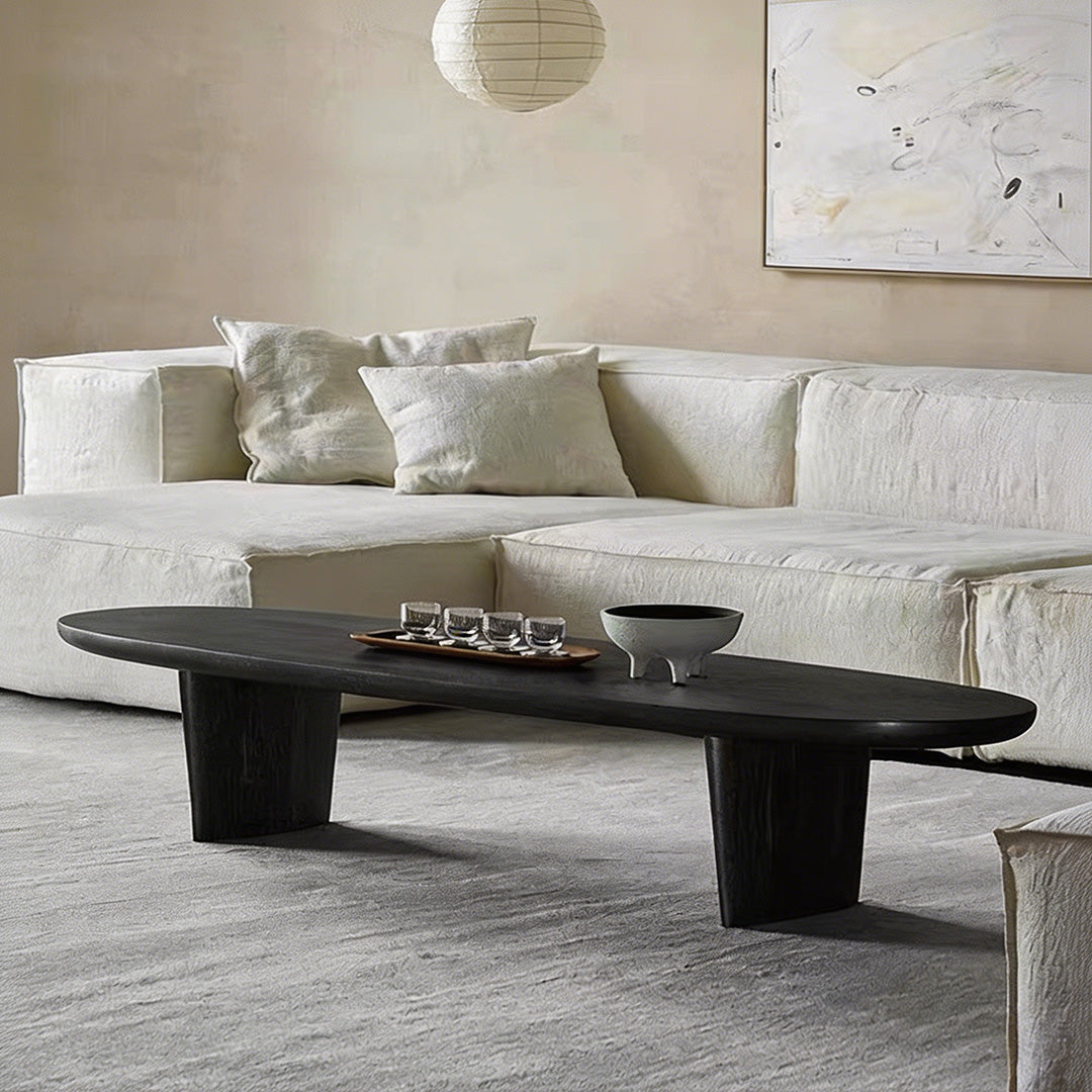 Carew Black Solid Wood Oval Coffee Table