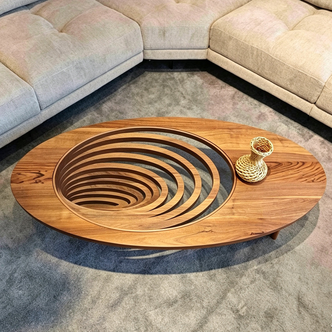 Kian Walnut Glass Inlay Coffee Table