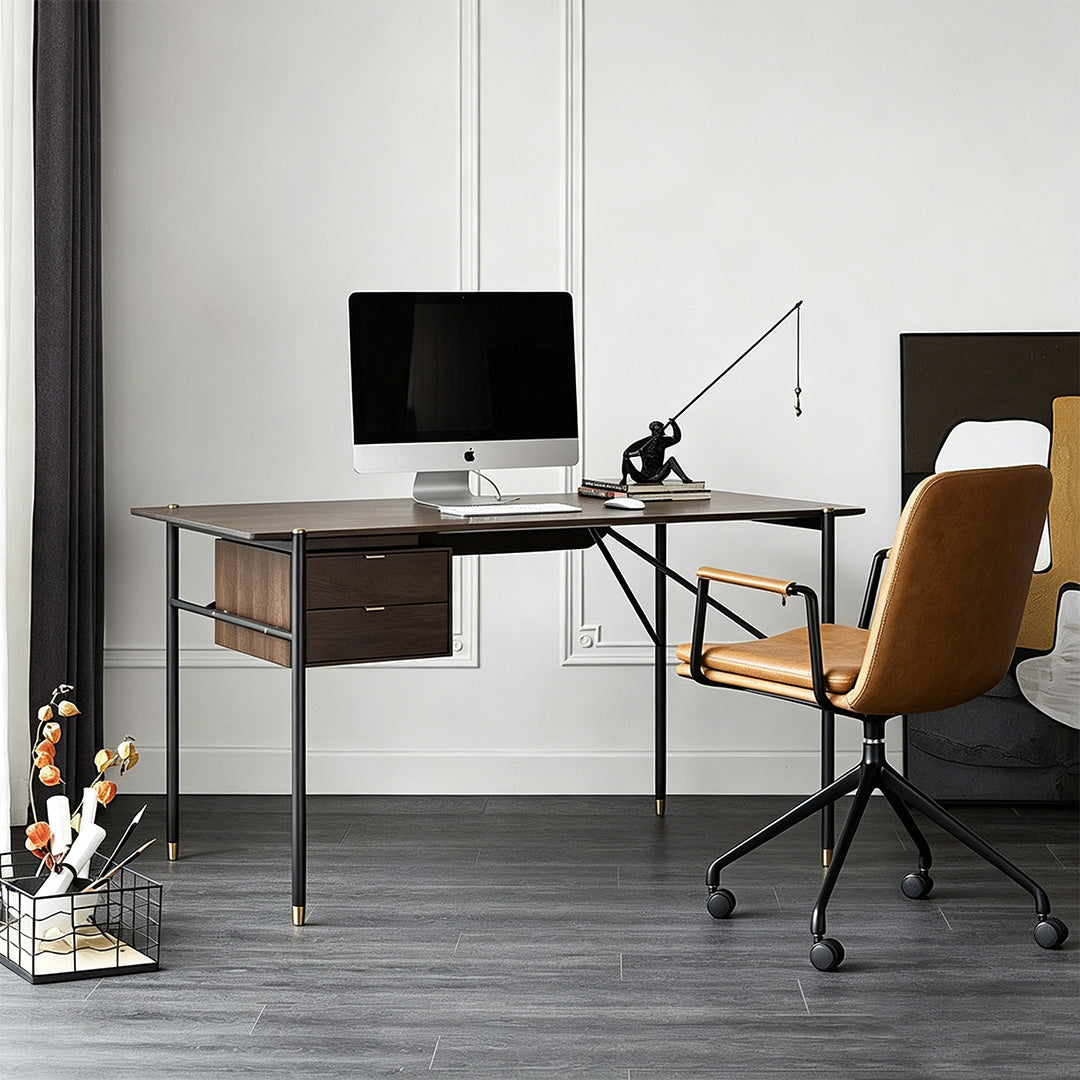 Freddie Walnut And Black Metal Office Desk