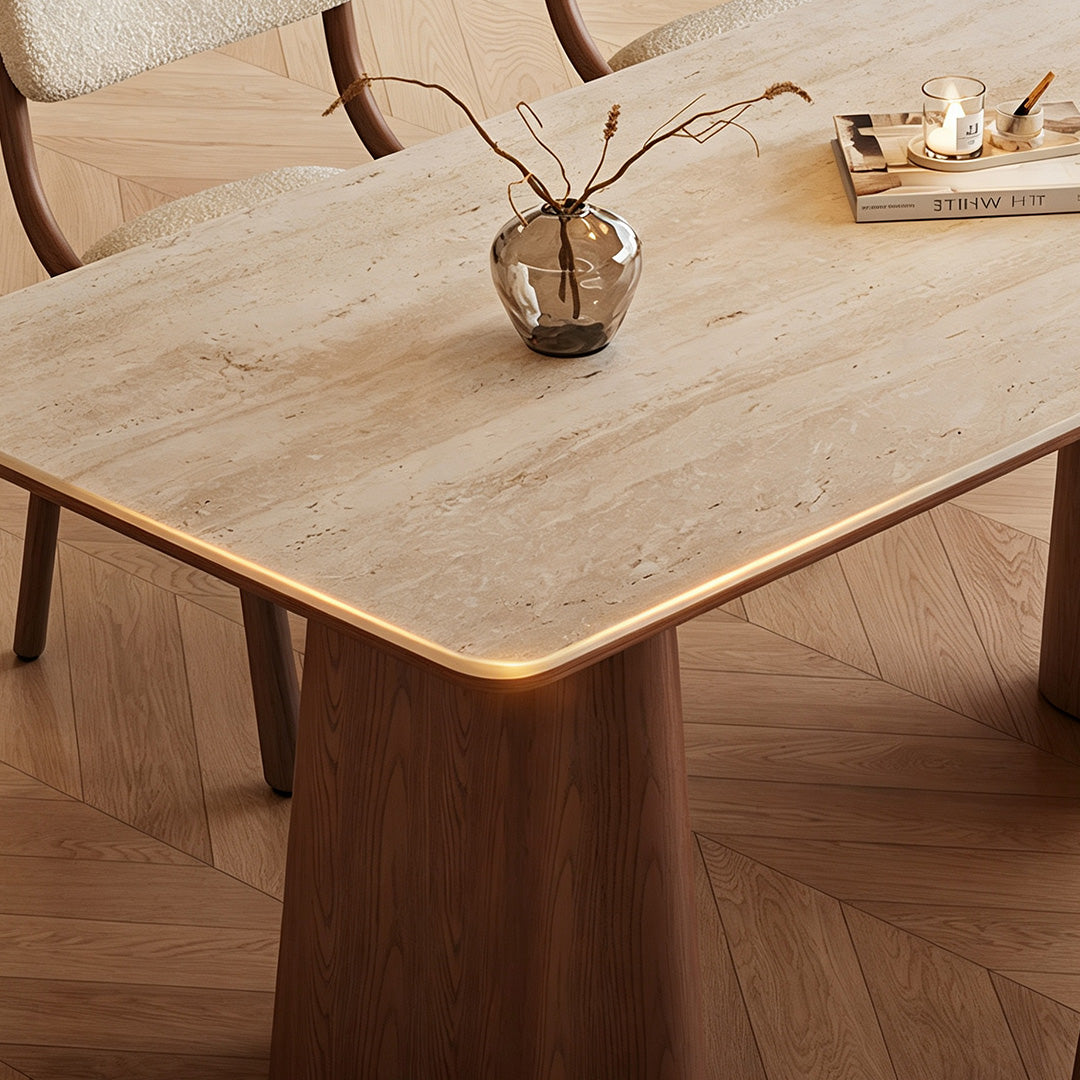Kael Oak And Ivory Minimalist Dining Table