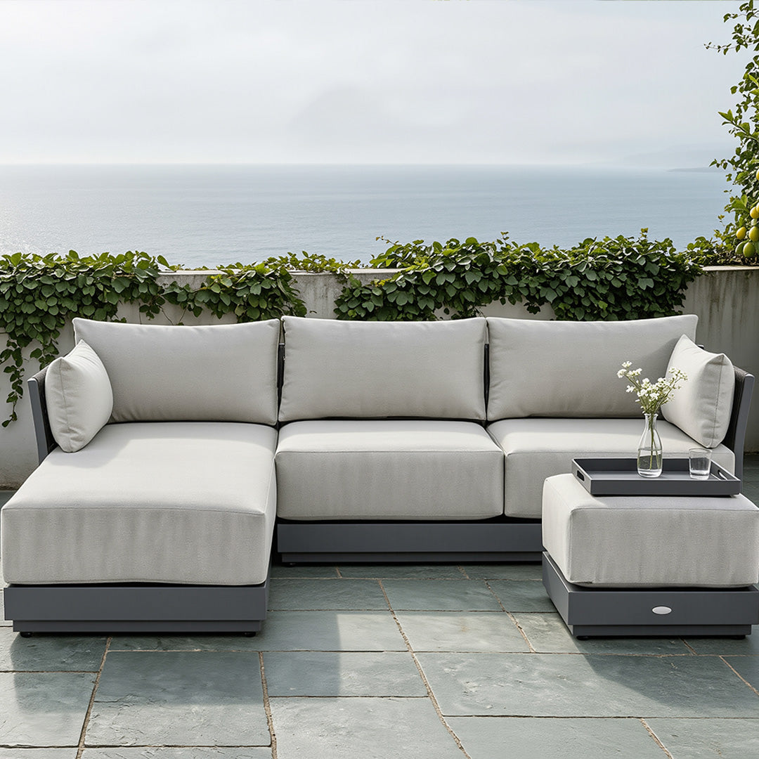 Archie Grey Fabric Outdoor Modular Sofa Set