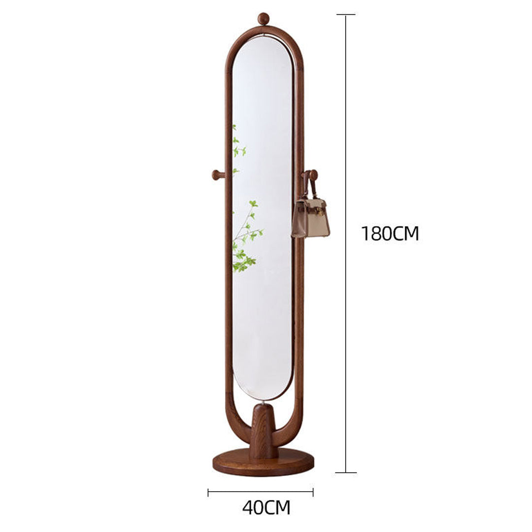 Damien Walnut Finish Standing Mirror & Coat Rack