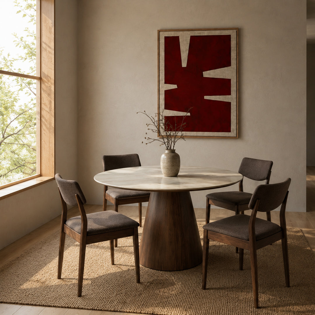 Warren Walnut Frame Brown Fabric Dining Chair