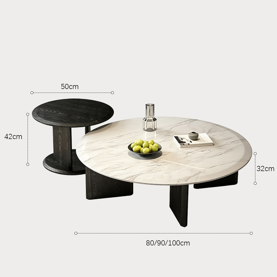 Fletcher Marble-effect White And Ebony Round Coffee Table
