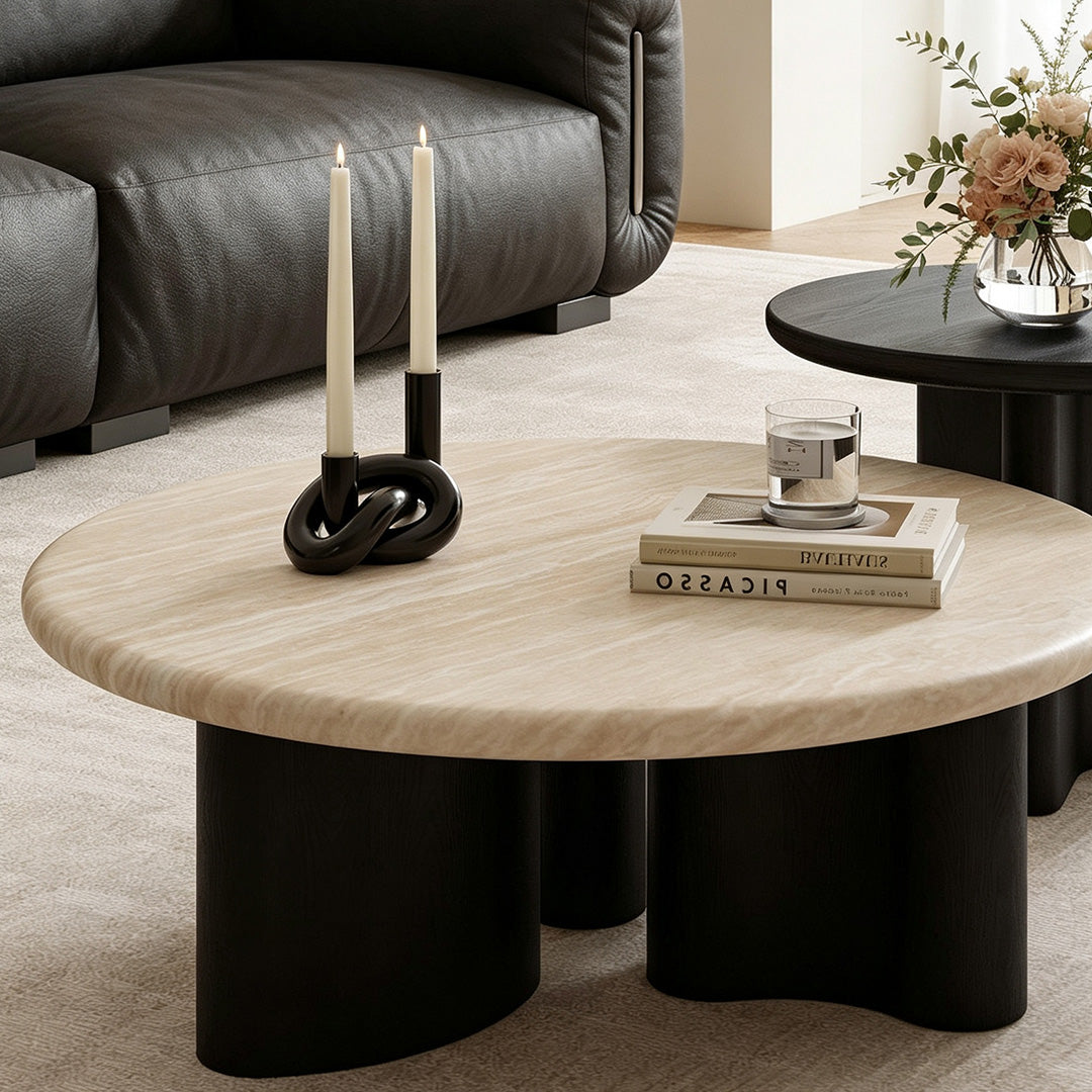 Jim Black Base & Stone Top Coffee Table Set
