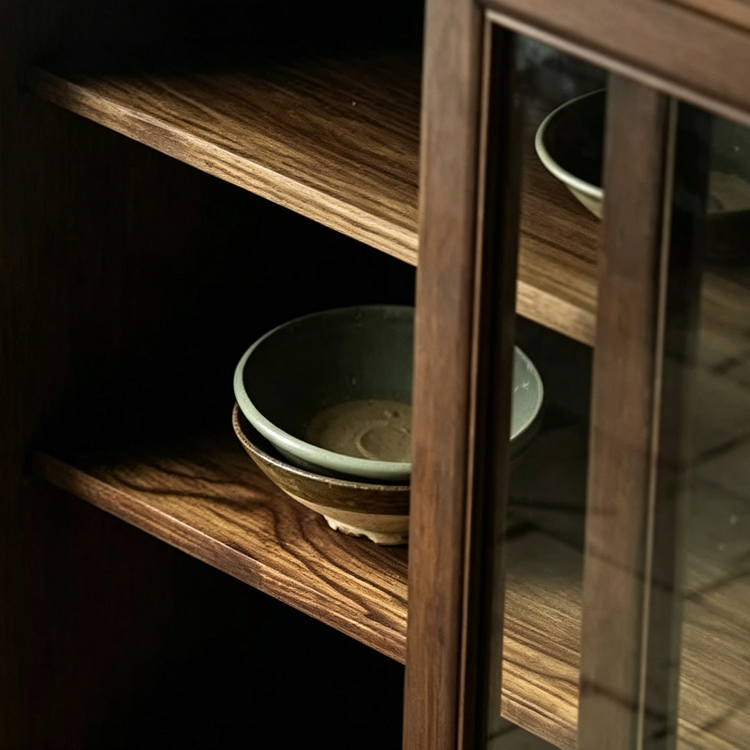 Dominic Walnut Glass-door Display Cabinet