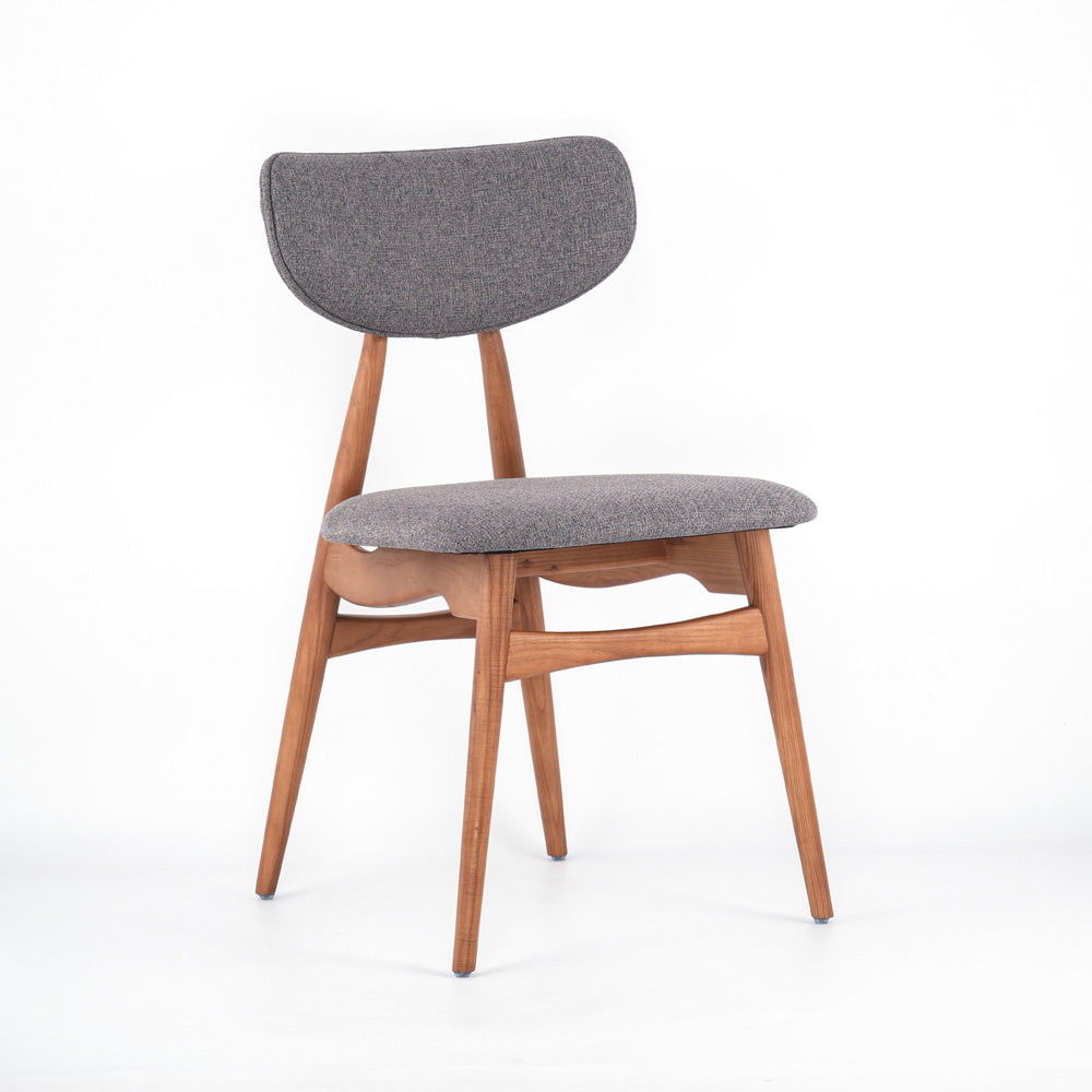 Arden Grey Fabric And Natural Wood Dining Chair
