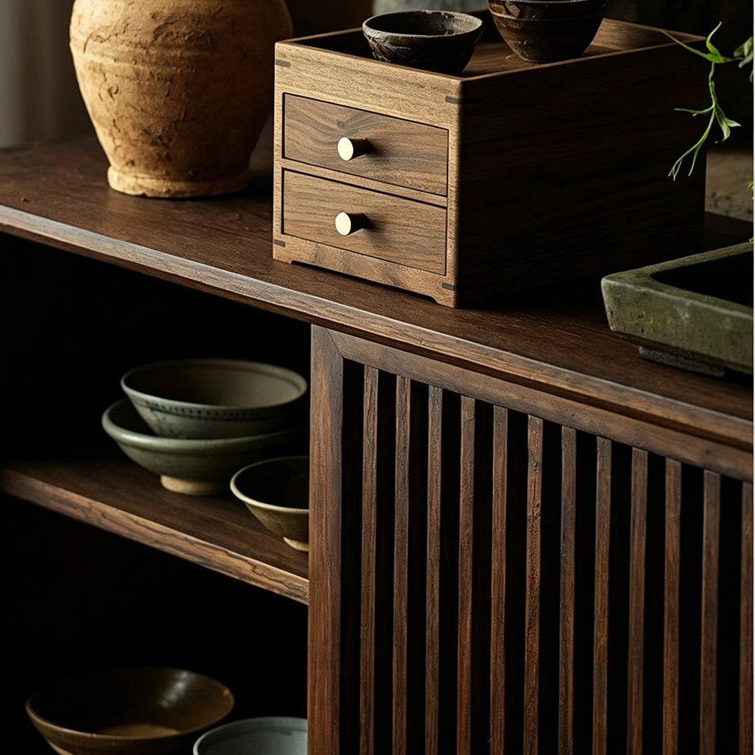 Caleb Walnut Wood Sideboard Cabinet