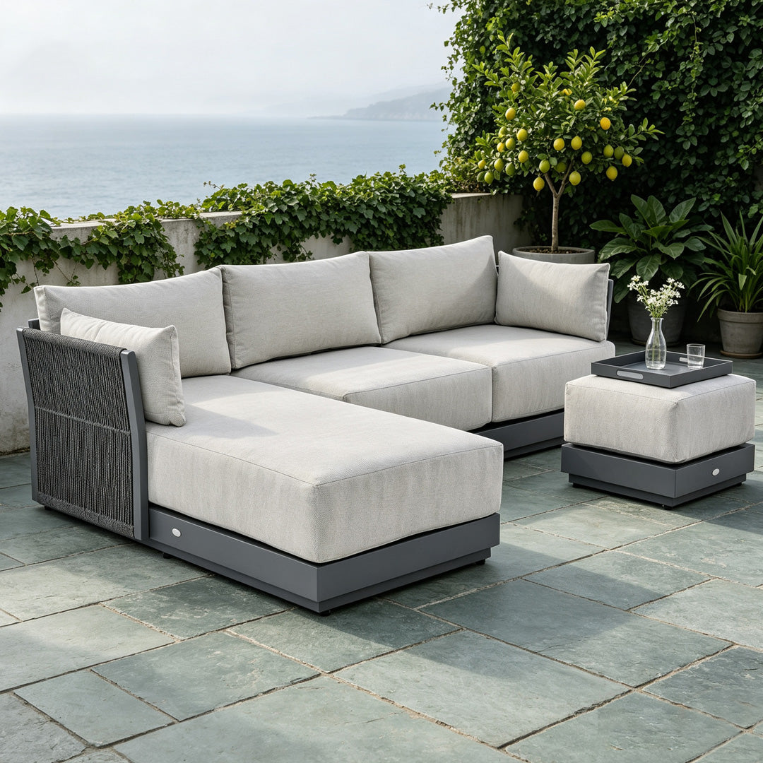 Archie Grey Fabric Outdoor Modular Sofa Set