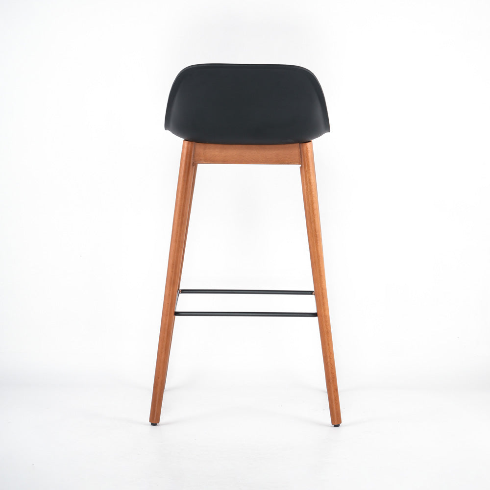 Laurel Black Molded Seat Bar Stool With Wood Legs