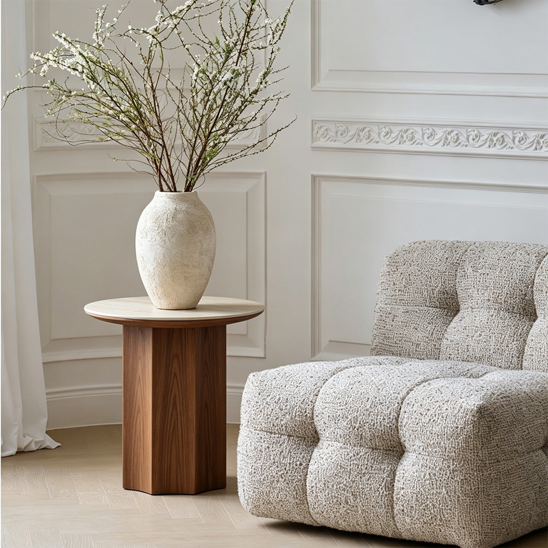 Steven Beige Marble-effect Round Coffee Tables Set