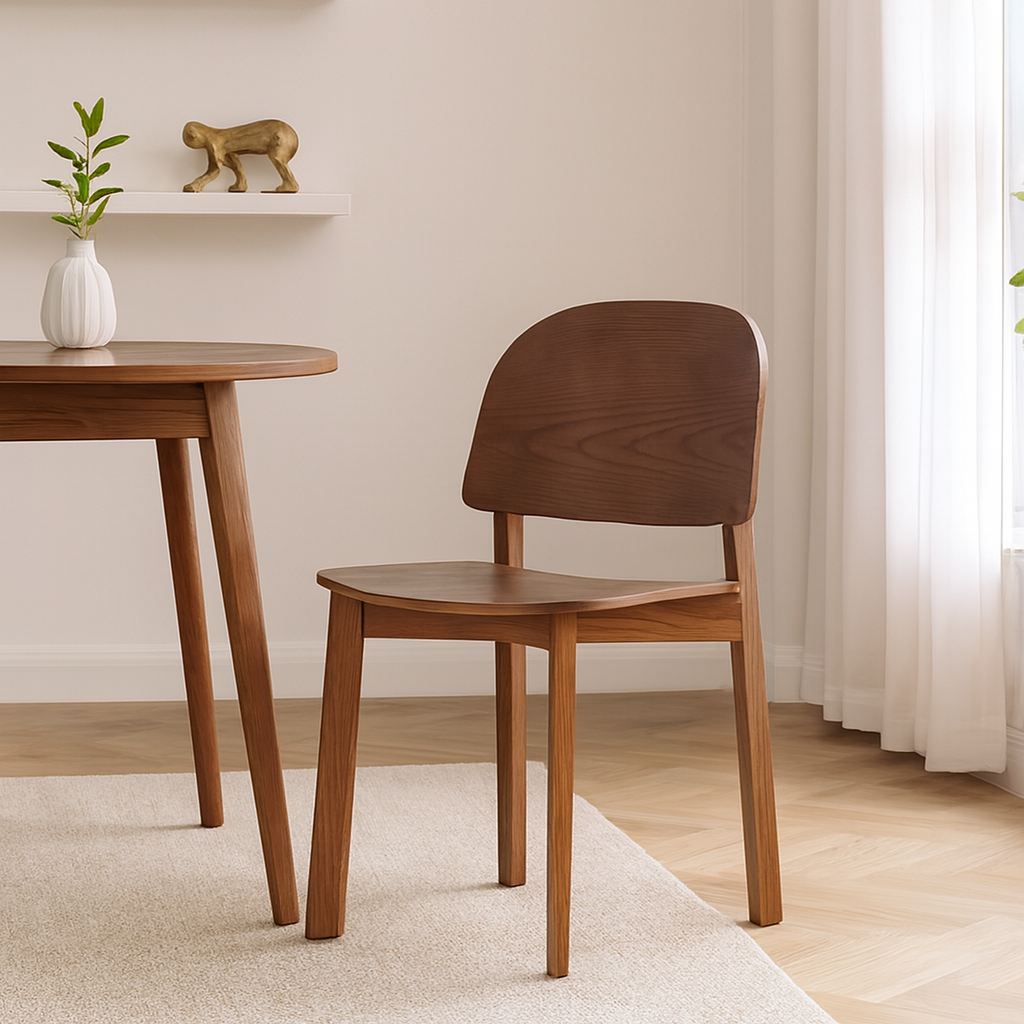 Nordic Modern Style Solid Wood Ash Dining Chair with Durable Backrest for Home Dining Living Rooms Hospitals Restaurants Schools lifestyle scene image