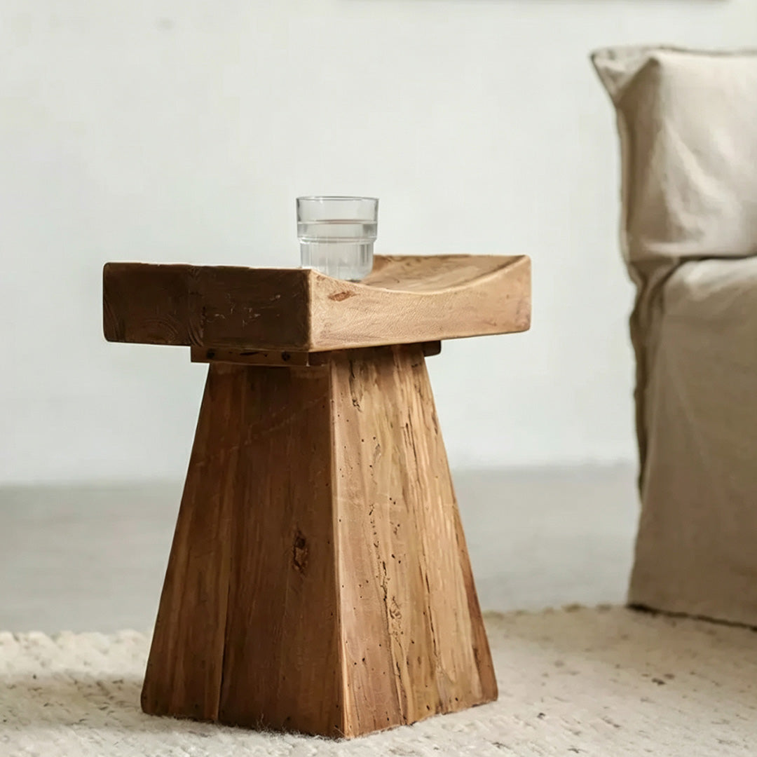 Gilbert Natural Wood Sculpted Side Table