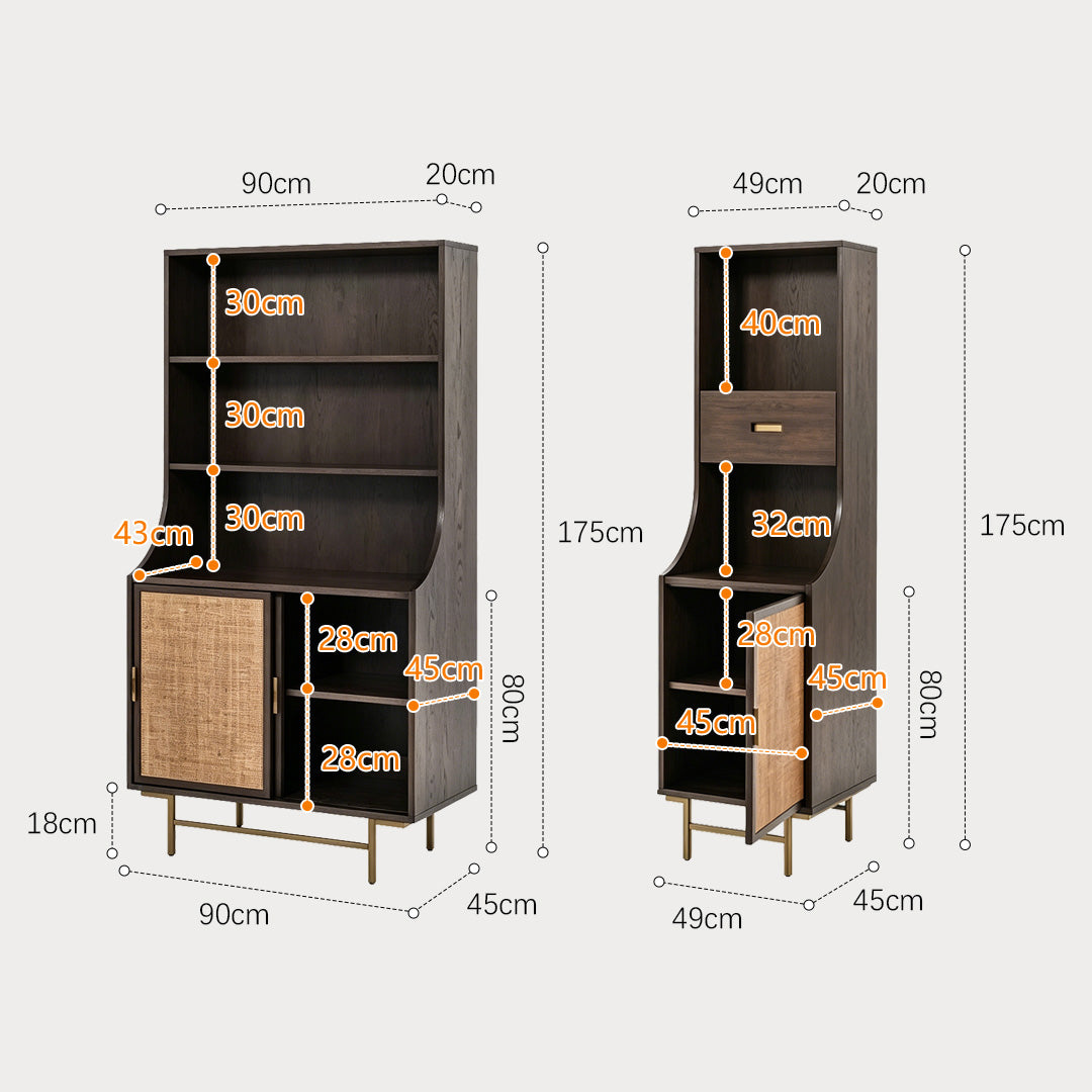 Owen Dark Wood And Woven Cane Storage Cabinet