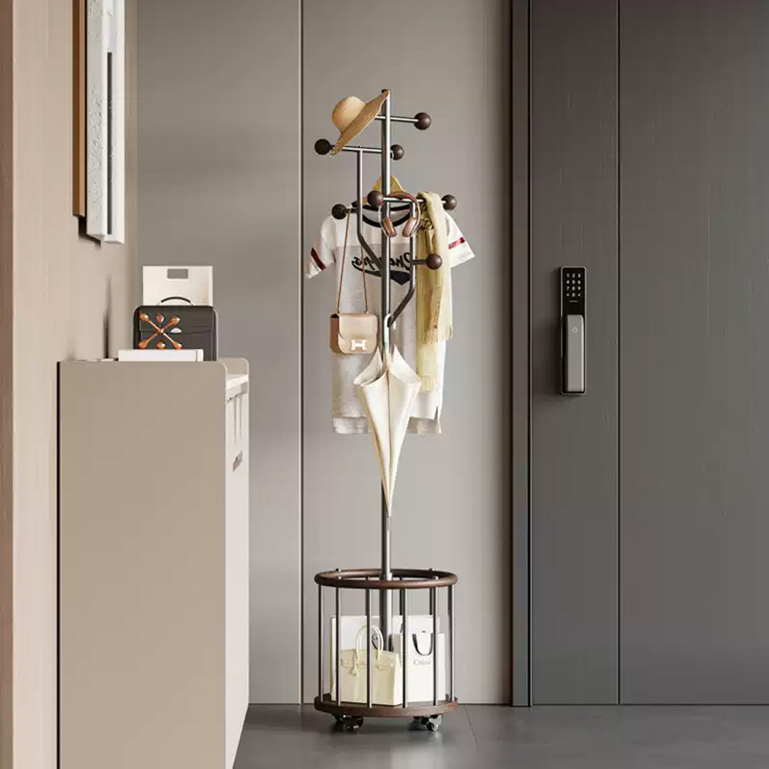 Fulbourn Brown And Metal Freestanding Coat Rack