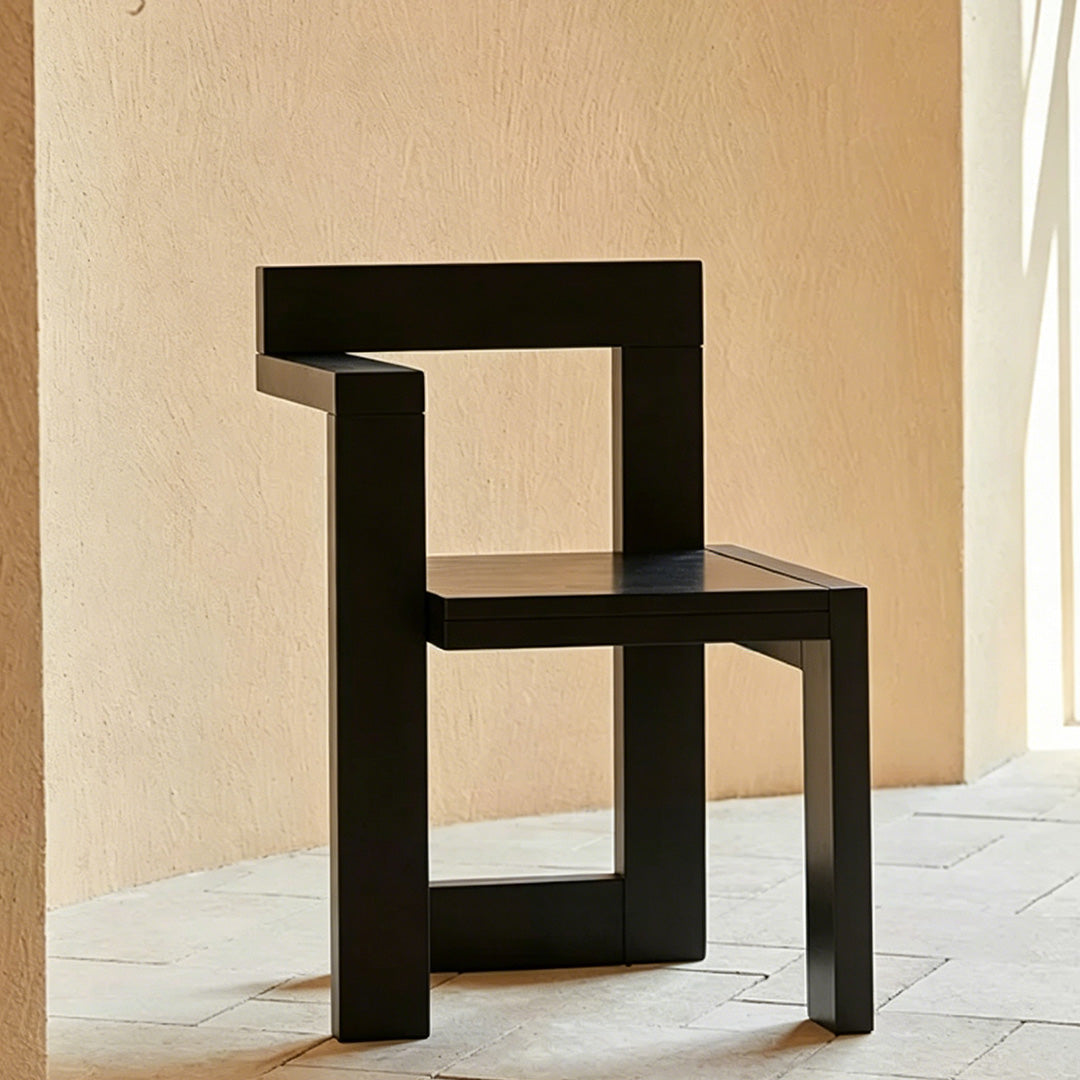 Brock Black Oak Geometric Armchair