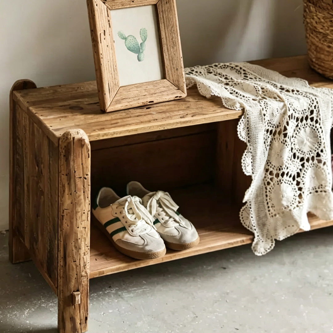 Shoe Rustic Pine Shoe Storage Bench