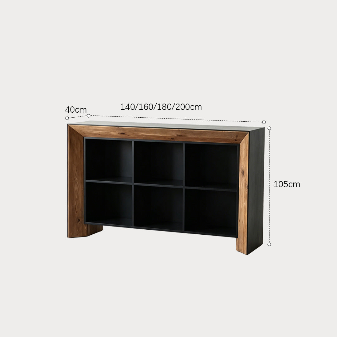 Nathan Black And Natural Wood Open Storage Sideboard