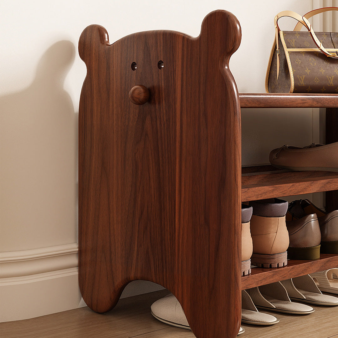 Bramble Walnut Wood 3-Tier Shoe Rack Bench