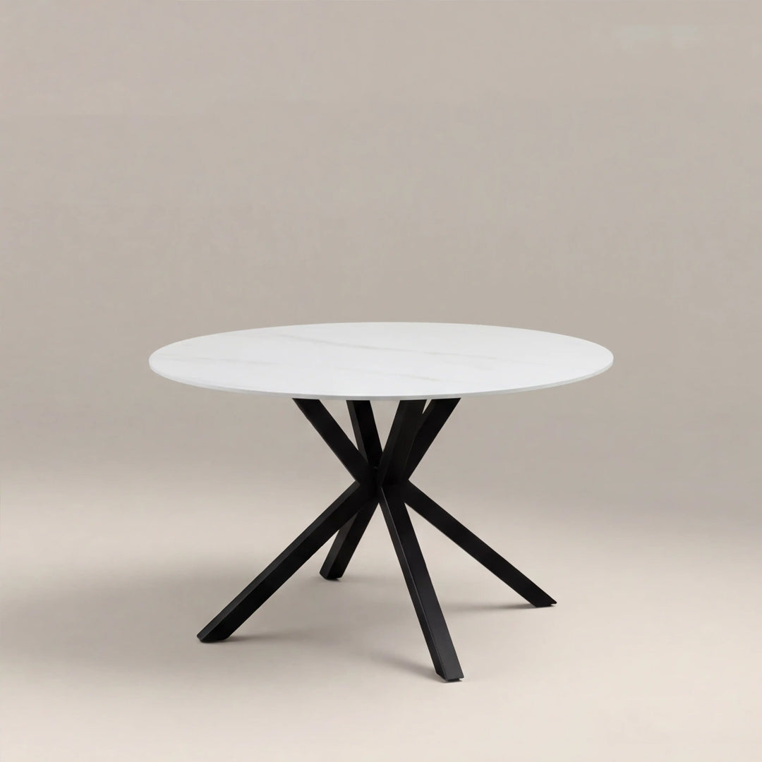 Stratton White Marble Effect Round Dining Table
