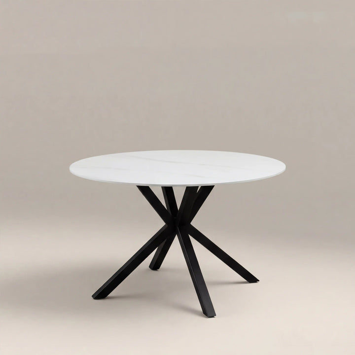 Stratton White Marble Effect Round Dining Table