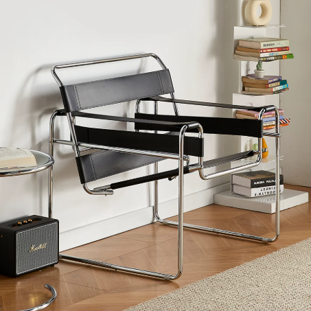 Wassily Chair, Retro Industrial Style, Bauhaus Casual Single Chair, Saddle Leather Chair