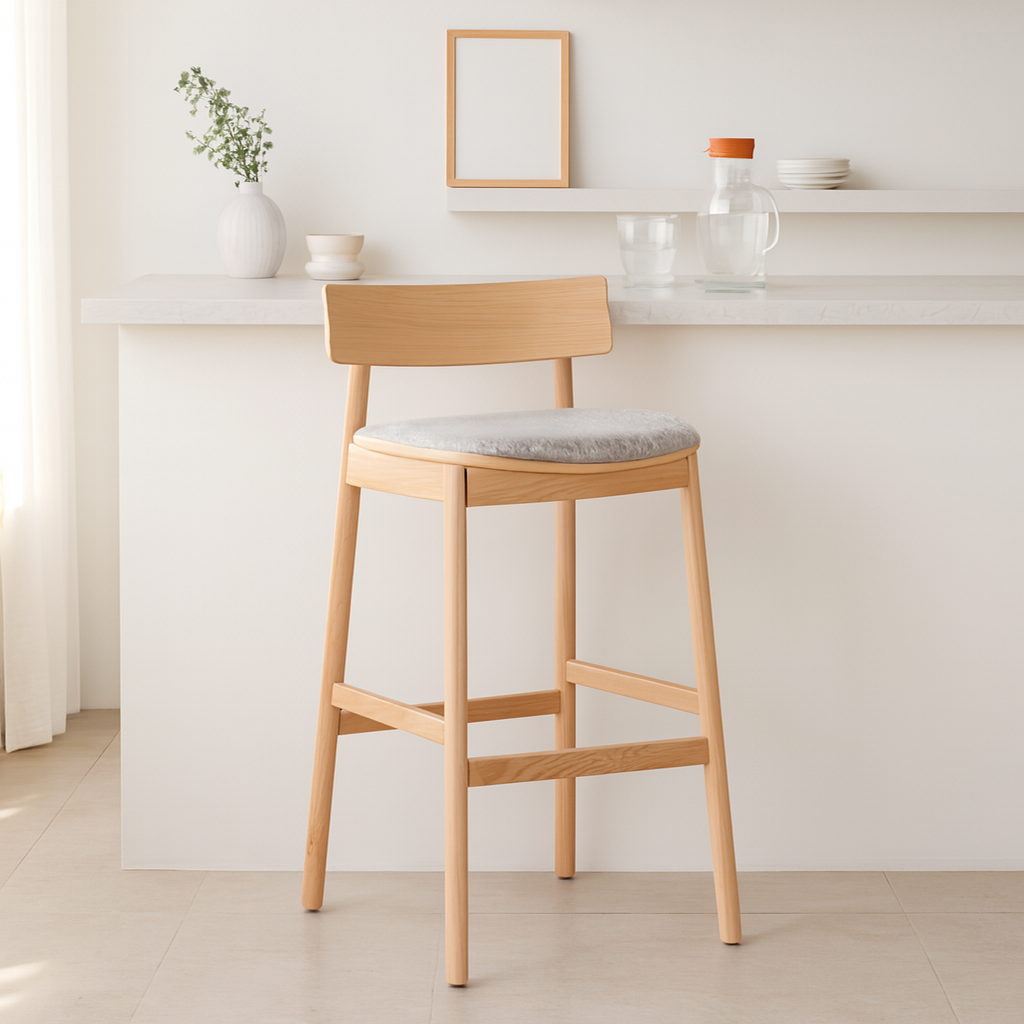 Cadeiras Altas De Bar Tabouret En Bois Bar Ash Wood Bar Stool Half-removed Seat Cushion