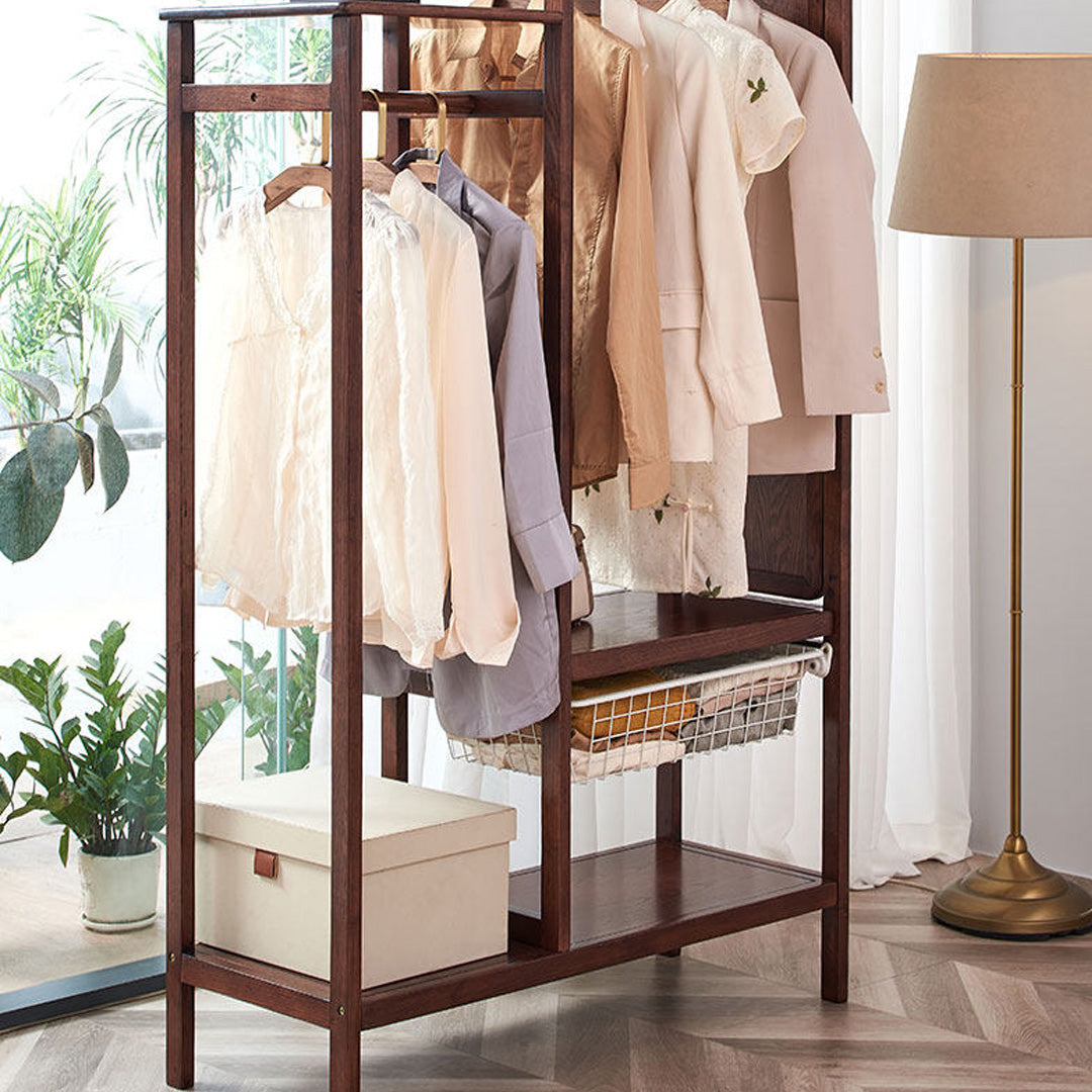 Astrid Walnut Wax Wood Hall Stand With Mirror