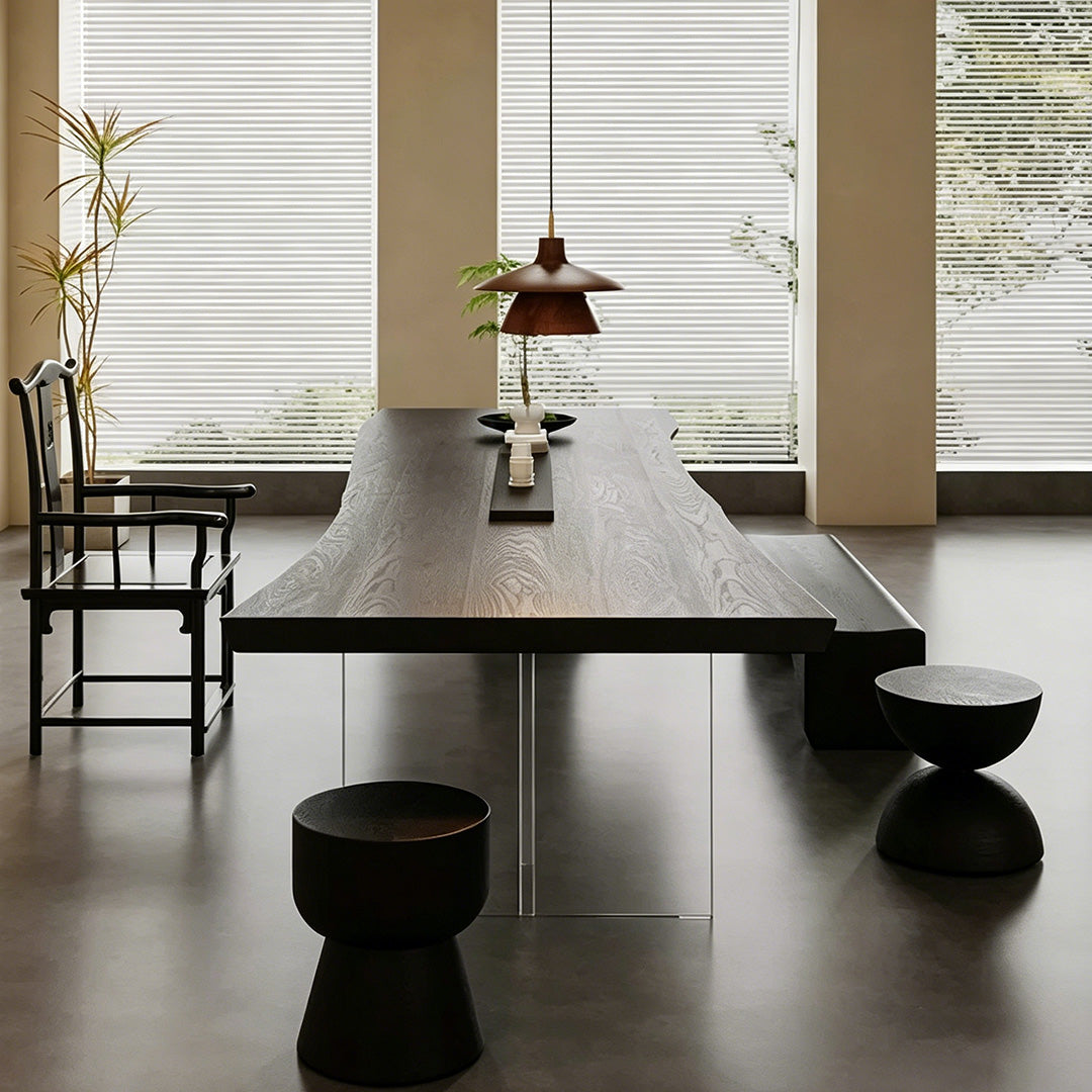 Byron Ebony Wood Sculptural Dining Table