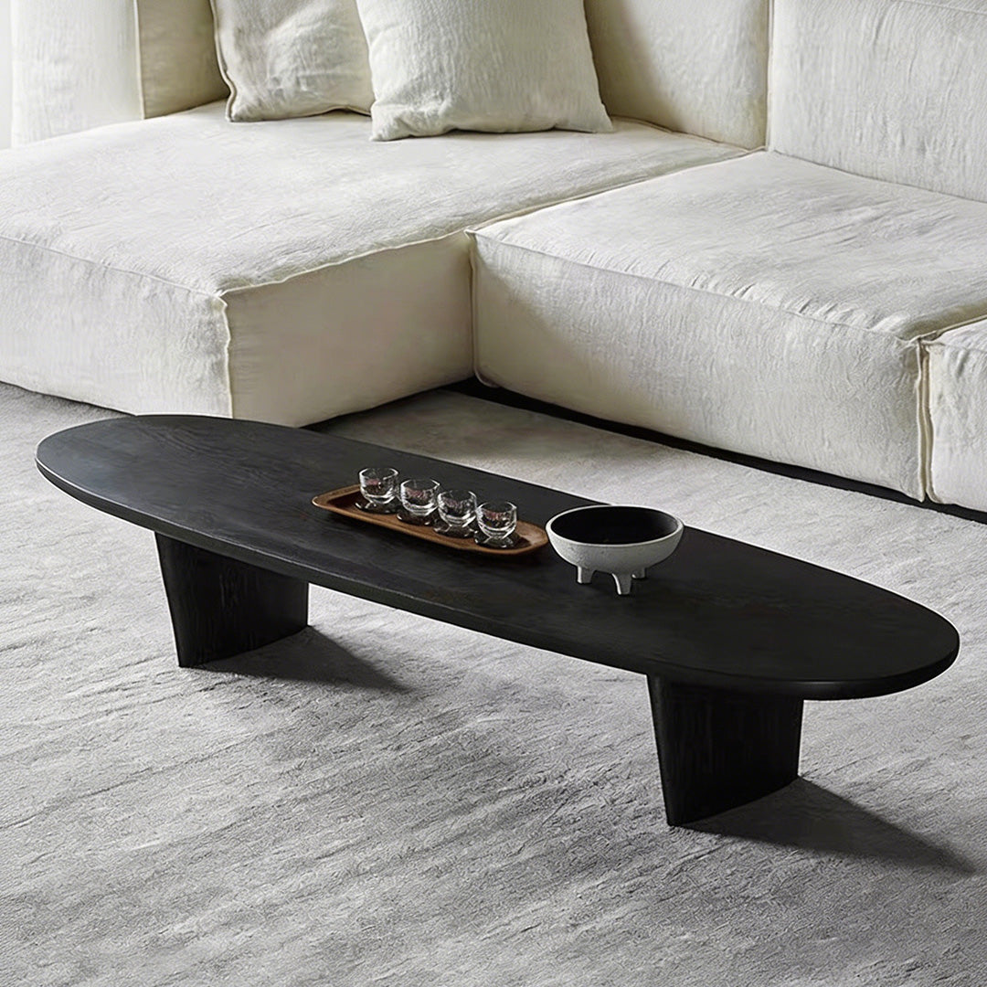 Carew Black Solid Wood Oval Coffee Table