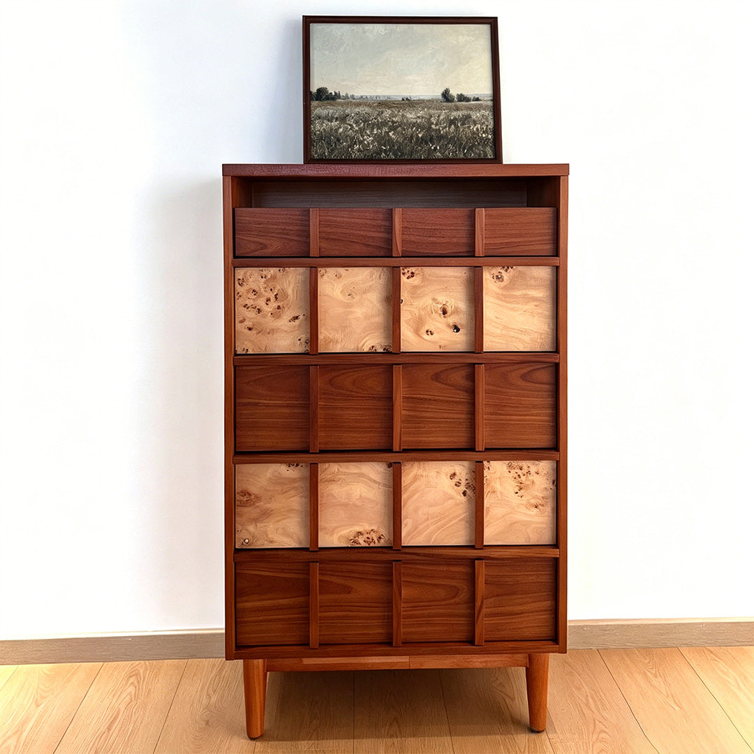 Rowan Walnut & Burlwood Tall Chest