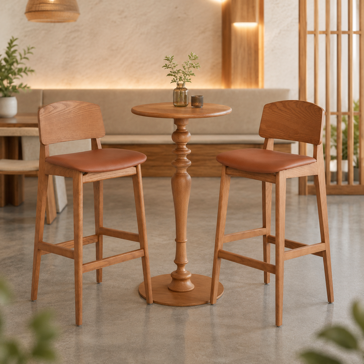 Ergonomic Solid Wood Bar Stool, Comfortable Bar Chair For Kitchen, Cafe And Entertainment Area