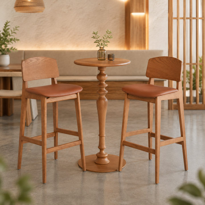Ergonomic Solid Wood Bar Stool, Comfortable Bar Chair For Kitchen, Cafe And Entertainment Area