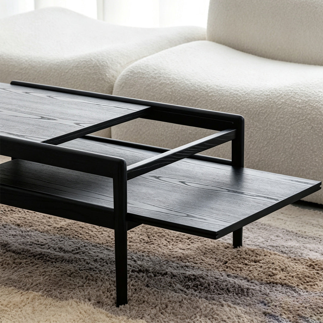 Farley Extendable Coffee Table In Black Wood