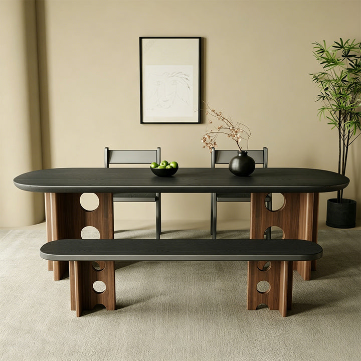 Douglas Charcoal Black Oak And Natural Wood Bench